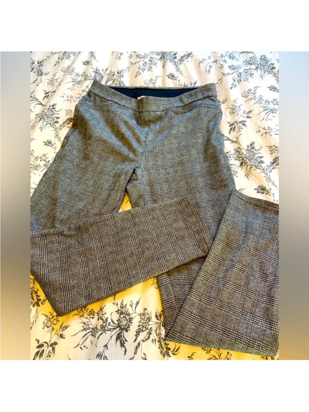 H by Halston Black and White Plaid Straight-Leg Pants